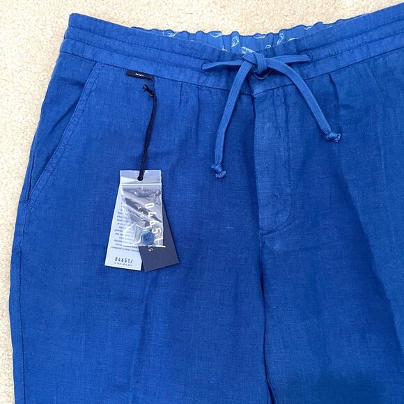 04651/ A Trip in a Bag Men's NWT Casual Pants Sz L US In Solid Blue Linen Jogger - Picture 3 of 8